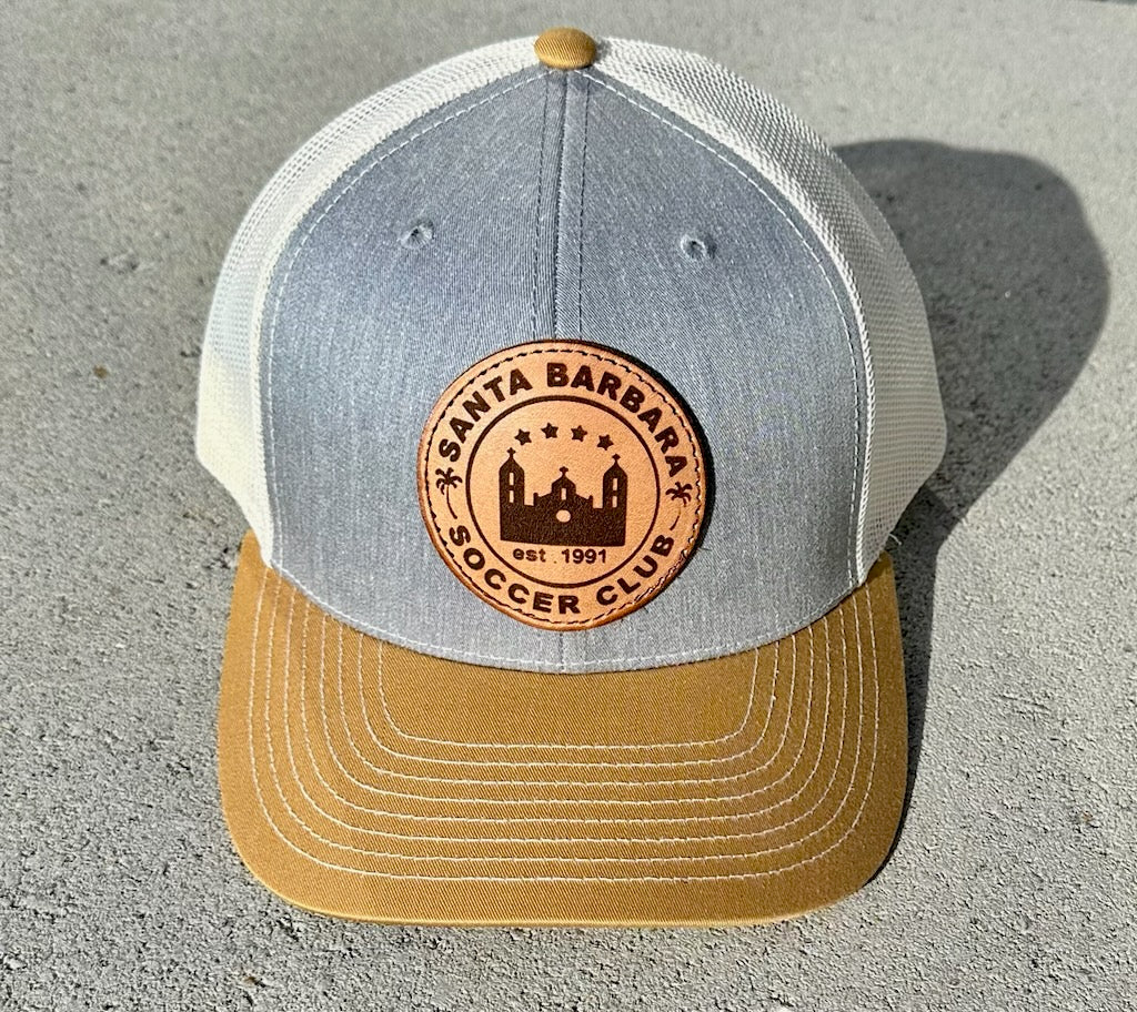SBSC Leather Patch Trucker Hat - Club Gold/Grey