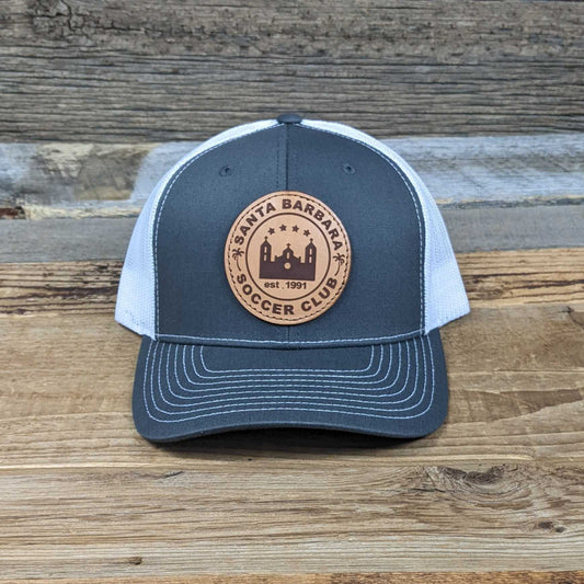 Santa Barbara SC Leather Patch Trucker Hat - Charcoal/White